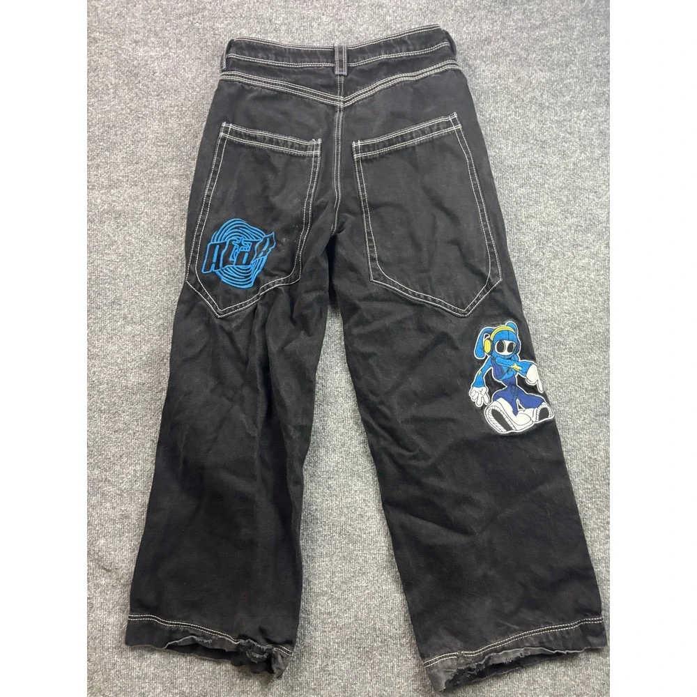 ALAB Wide Leg Skater Jeans Mens 30 Black Contrast Stitch Y2K Baggy Denim - Picture 7 of 9